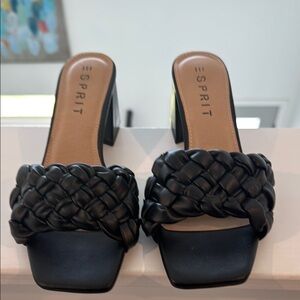 Esprit Black Braided Block Heels